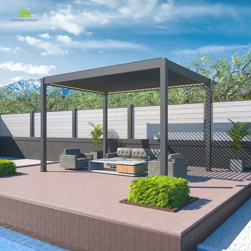 Modern garden waterproof custom bioclimatica louvered roof pergola kits roofing materials