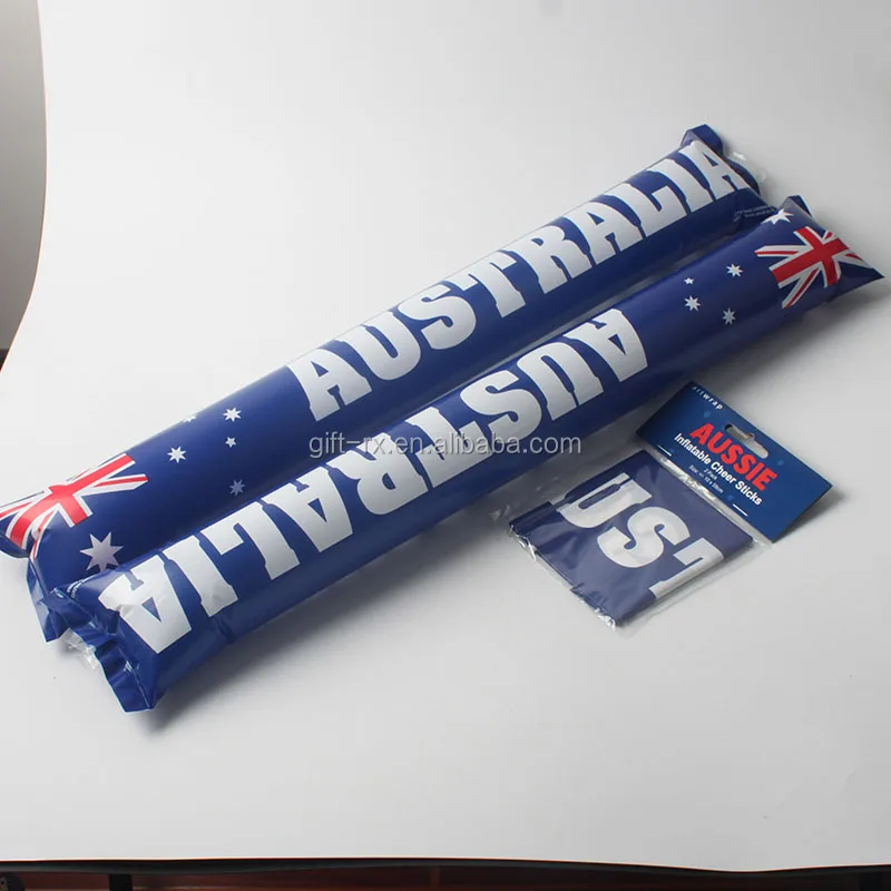 High Quality Custom Blue Inflatable Noisemaker Bang Stick Country Logo Toy for Anime Animal Love Sport Made from Durable Plastic