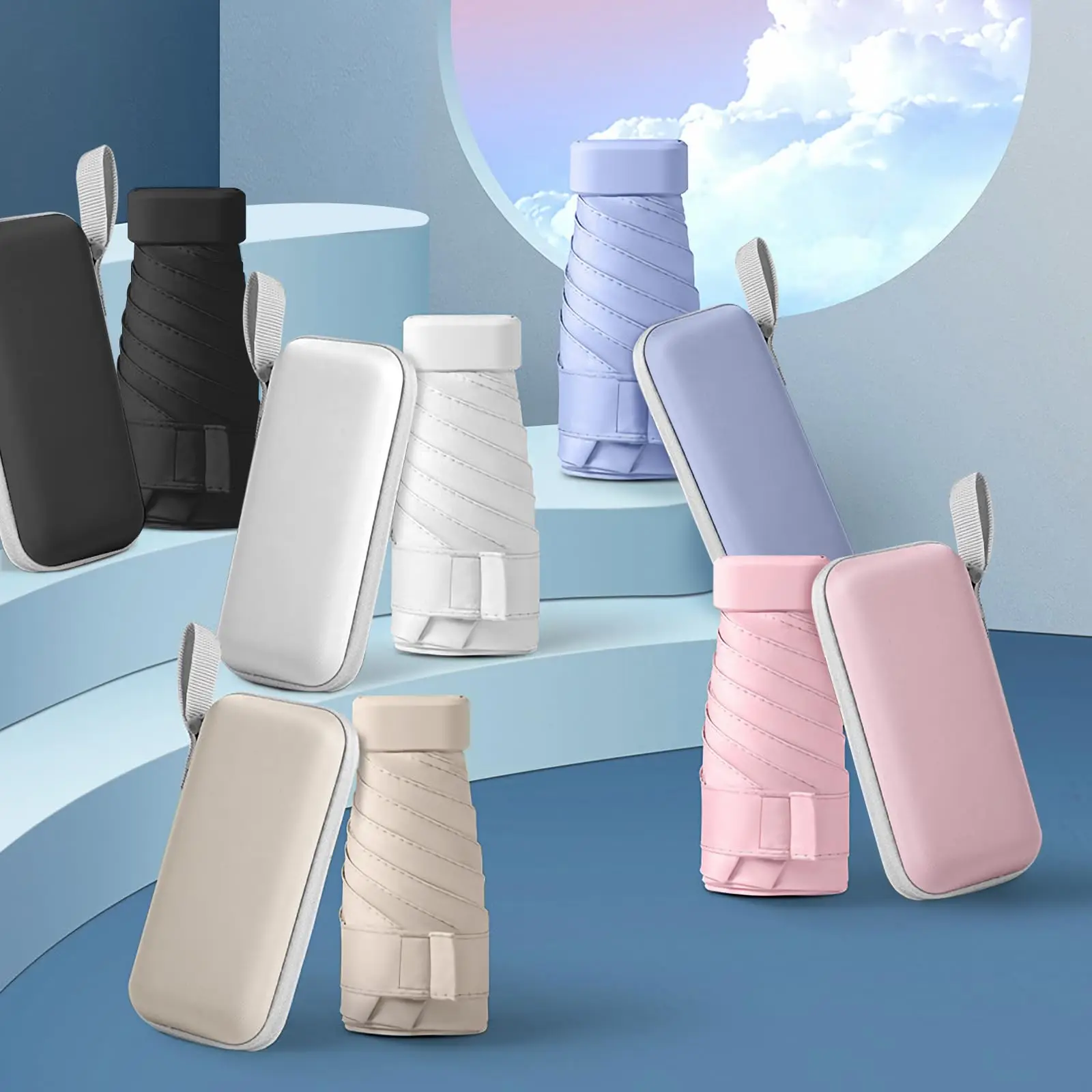 19 inch Five-Fold Mini pocket size umbrella Sunshade Sun UV Protection Sunny Rainy Folding Pocket Customized small mini umbrella