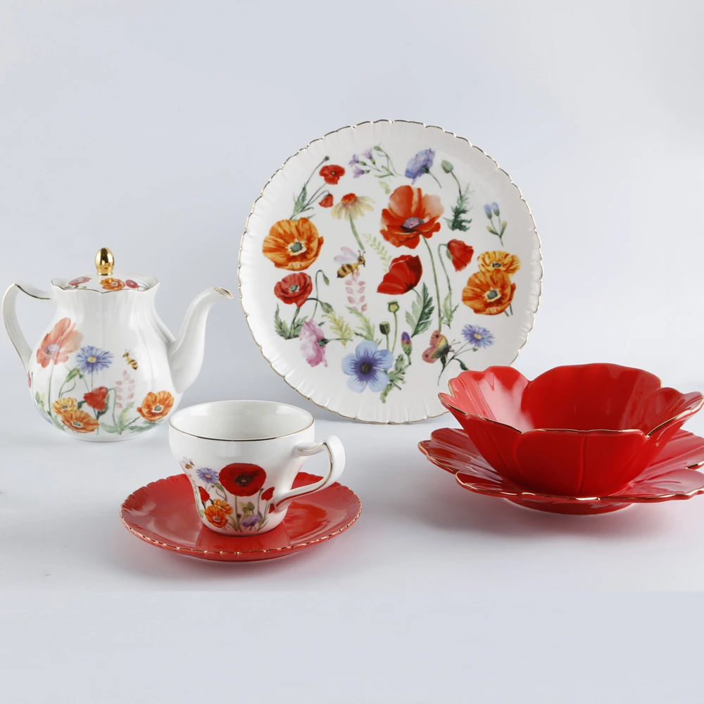 DN70 оригинальный дизайн серия макового цветка керамическая посуда Салатница кофейник чайник тарелка