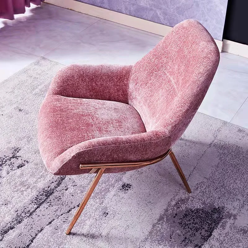 2021 Modern Design Furniture Pink Velvet High Back Armchair Leisure Sofa Chair Living Room Bedroom Lounge Chair