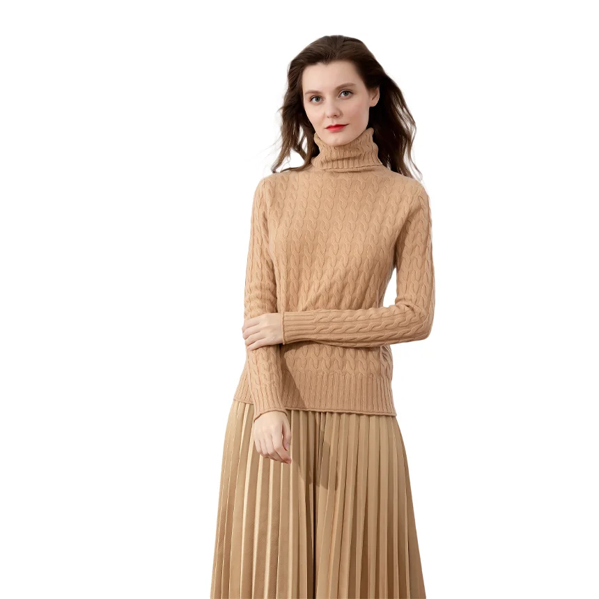 
2021 Hot sale pure wool pile pile neck knitted anti-pilling, breathable ladies bottoming shirt 