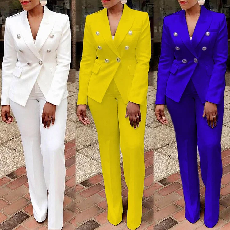 X6035 New Arrivals Ladies Elegant Solid Color Suits Set For Women Blazer And Pants Set Business Suits For Women