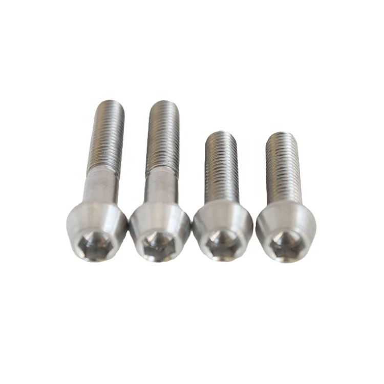 China supplier DIN912 tapered  M6x35 hex socket tapered head cap Gr5 Tc4 Ti-6al-4v titanium fastener bolt screw for bicycle