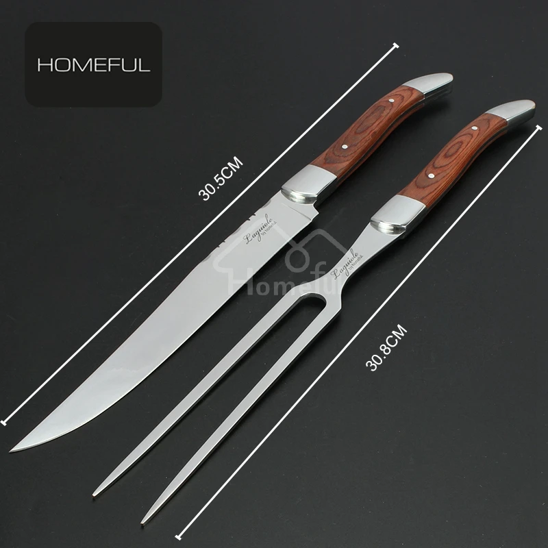 stainless steel carving knife with kitchen knife fork