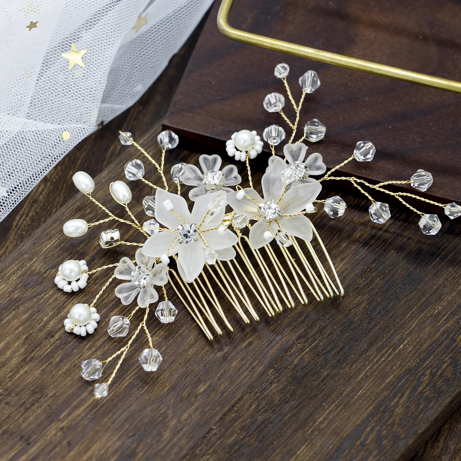 H032 New custom crystal hair comb bridal hair pins for wedding