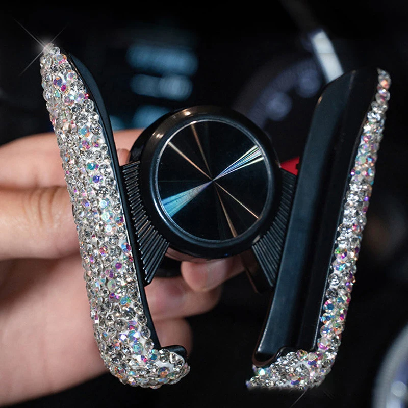 Universal Beautiful Bling Glitter Car Mount Automatic Gravity Mobile Stand Phone Holder for Women