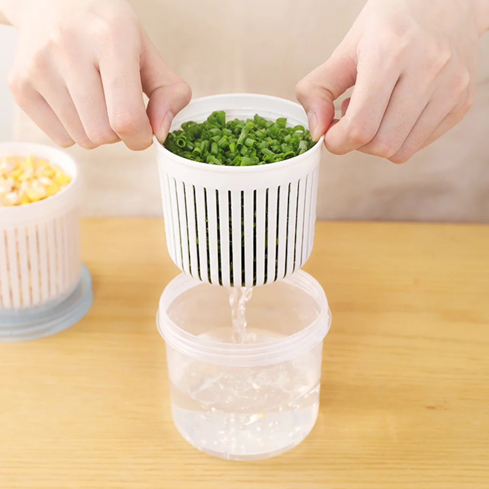 Clear Stacking Food Storage Container Plastic Vegetable Drain Basket with Lid