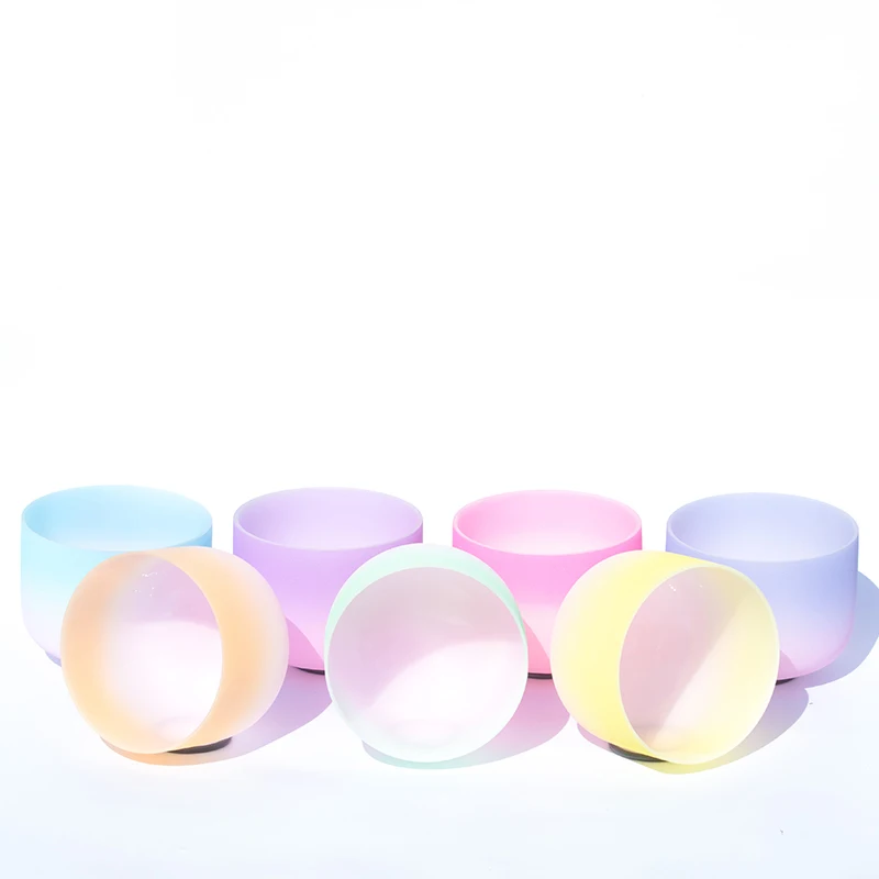 Singing Bowl Set Sound Healing Healthy Free Mallets and O Rings Frosted Crystal Singing Bowls