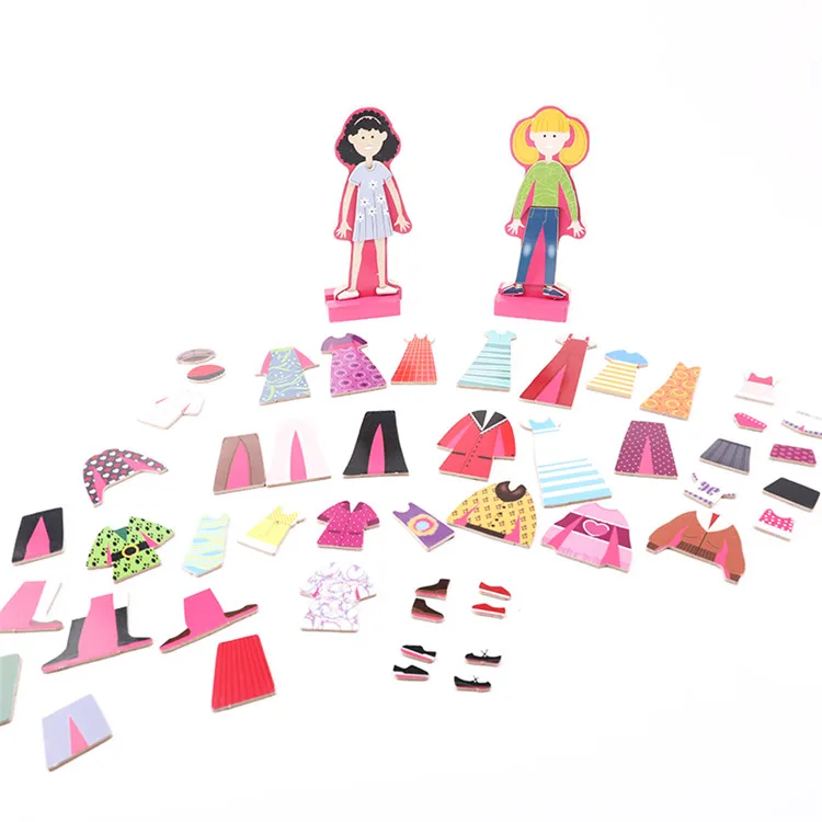
Factory great gift idea wooden magnetic doll dress up play set for girls princess pretend play 