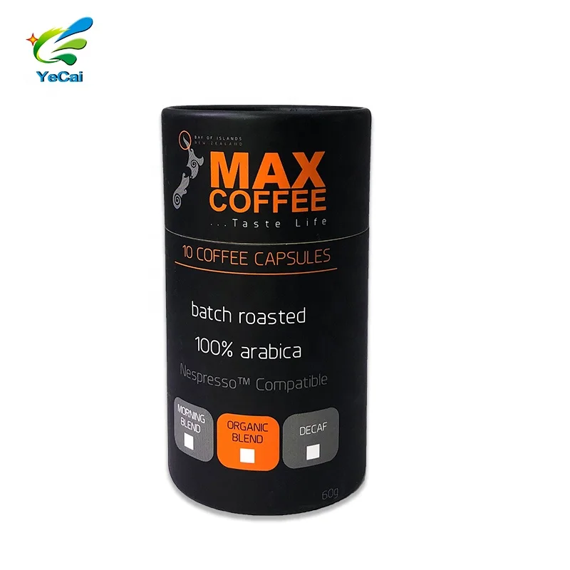 Organic dessert powder box plastic free Biodegradable food grade tube post-consumer recycled cardboard cylinder coffee packaging