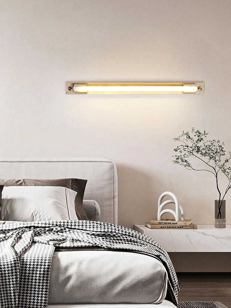 B3722 Natural travertine long shaped PVC LED tube decorative living room reading room LED wall lamp light wall sconce