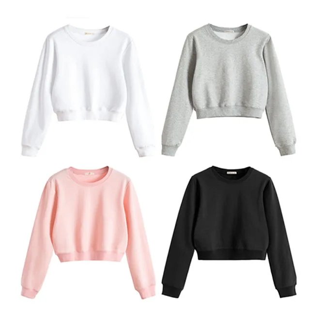 
Multicolor loose large size short paragraph exposed navel crop top women pullover sweatshirt 
