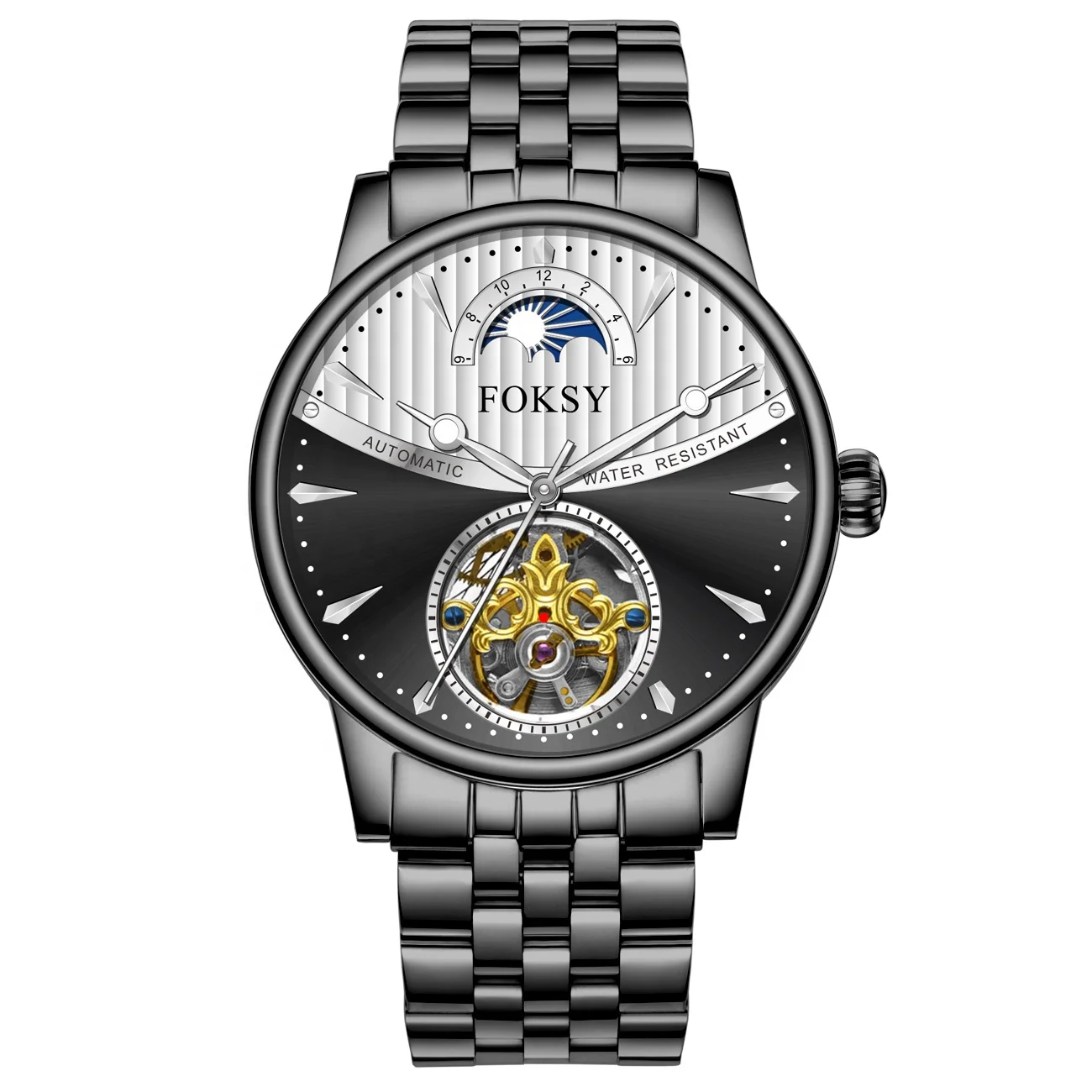 42MM Stainless Steel Moon Phase Automatic Wrist OEM Mechanical Watch Men From Factory