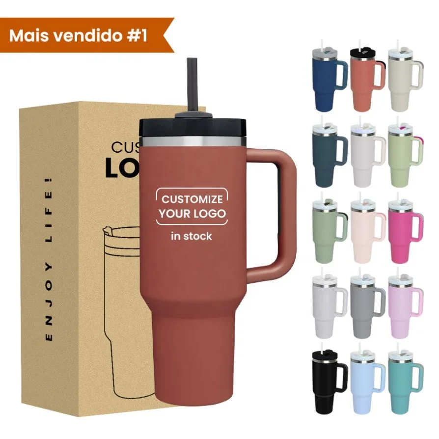 Wholesale H2.0 40Oz Stainless Steel Insulated Tumbler With Straw Handle Lid 40 Oz Travel Mug 30Oz 40Oz Outdoor Mugs