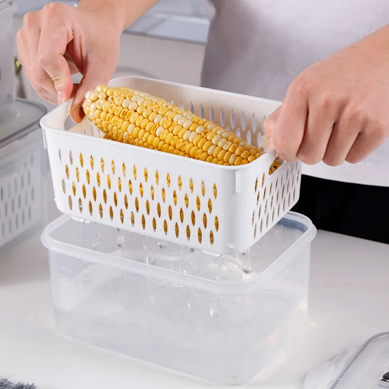 wholesale food grade plastic kitchen organization picnic drainwater basket Keep fresh box