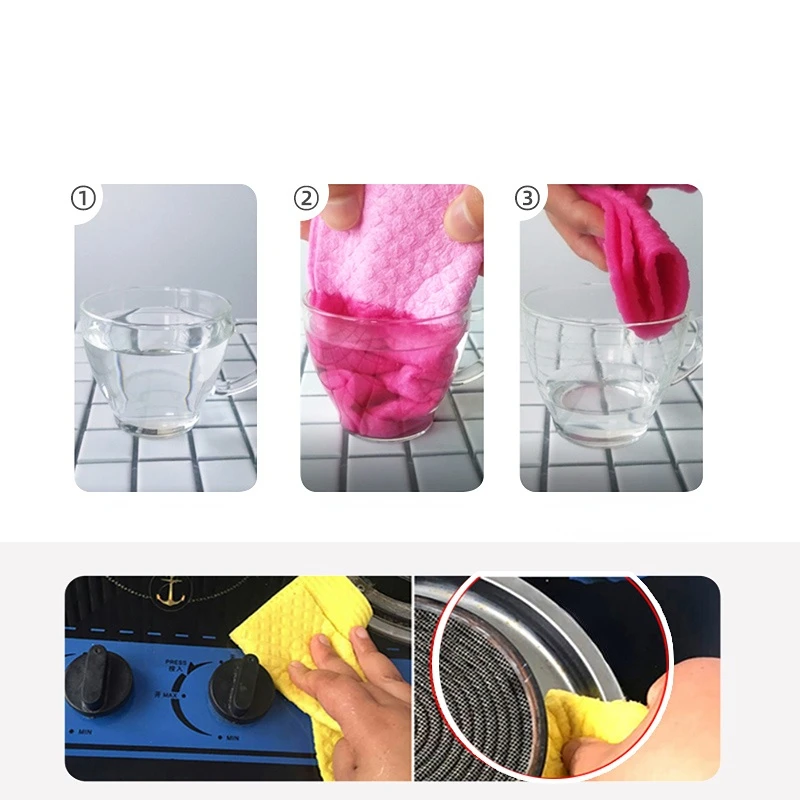 FF2893 Lint Free Kitchen Swedish Dishcloths Reusable Cleaning Rags Swedish Dish Cloth Super Absorbent Microfiber Cleaning Cloths