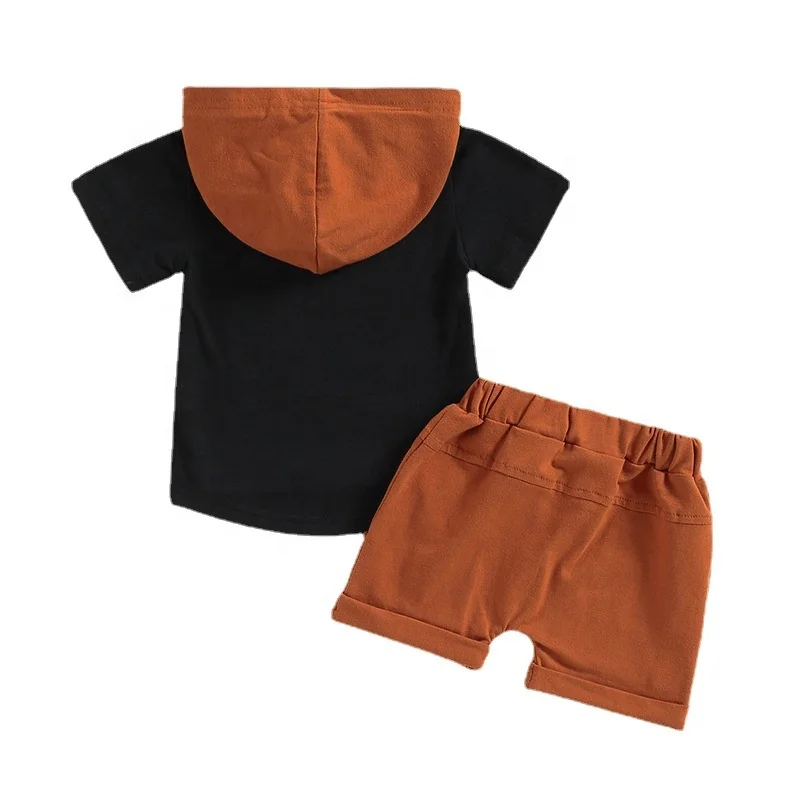 new designs handsome baby boy hooded T-shirt shorts set sports two sets children suit 9-12 month newborn baby clothing
