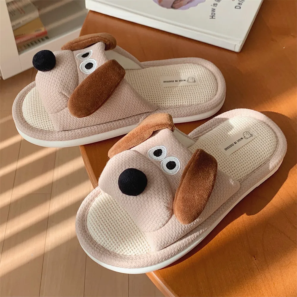 XIXITIAO Cartoon Dog Slippers Women Kawaii House Sandals Cute for Men Home Floor Slipper Indoor