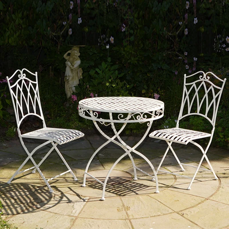 Outdoor furniture wrought iron folding garden bistro chair and table set