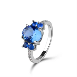 Mascot 925 sterling silver jewelry color cubic zirconia tennis ring sapphire ring women