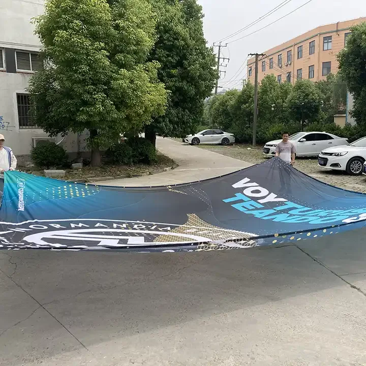 Custom Polyester Cloth advertising Banner Stage Backdrop Mesh Banner Printing Large Fabric Banner with Copper Grommet