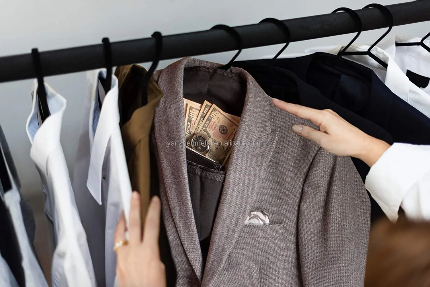 Fabric cloth hanger hidden safe suitable for clothing with pockets