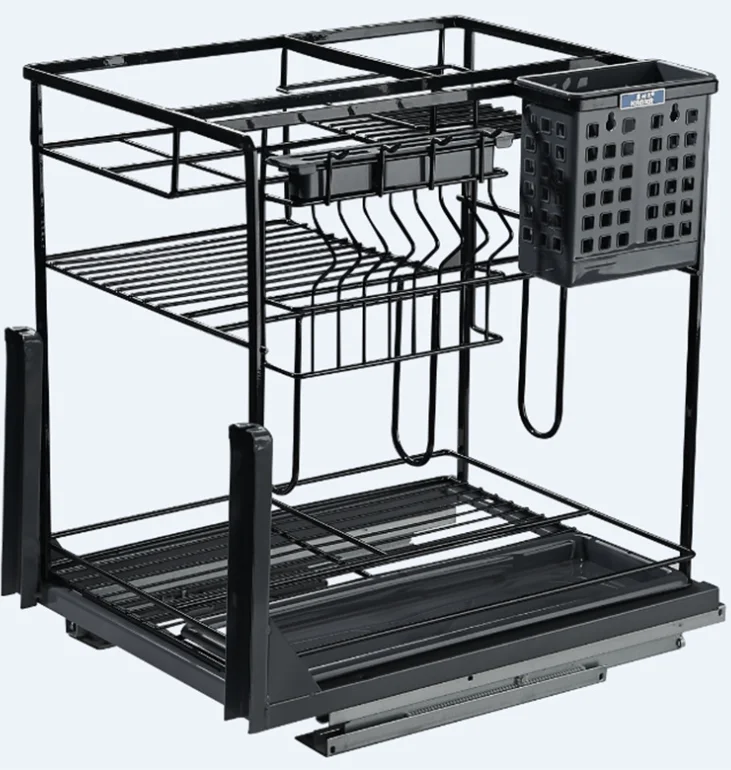 Functional Kitchen Stainless Steel Drawer Basket  for Base Cabinet Storage System Dish and Bowl Rack