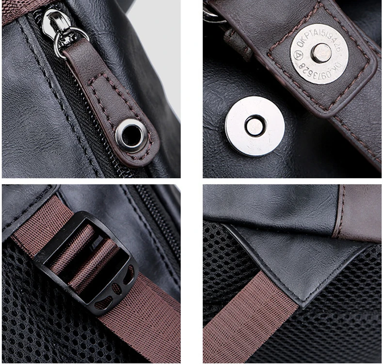 Large Capacity Waterproof Travel Backpack Business Travelling Bags Multifunction Laptop Leather Backpacks for College School Bag