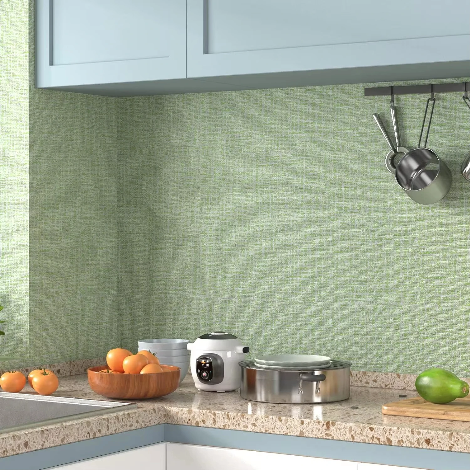 High Quality Light Green Linen Grasscloth Peel and Stick Wallpaper Vinyl Self Adhesive Removable for Wall Decor