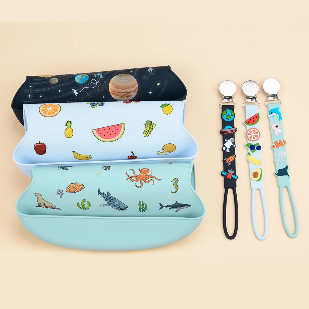 2022 New Design Borjay Baby Teether Rubber Dummy Chain Food Grade Bpa Free Baby Silicone Beadless Pacifier Chain