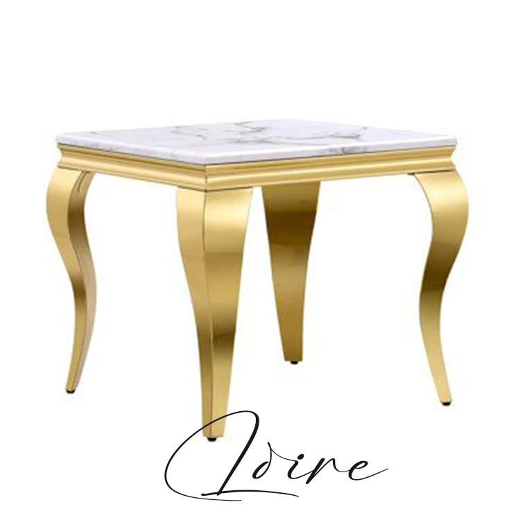 Luxury American Classical End Table Modern Design Side Table Gold Silver Stainless Steel Marble Living Room Furniture