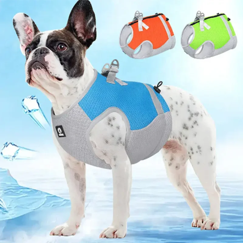 Spring Summer Dogs Cooling harness coat Clothes Ice shreds material With traction rope Pet Cooling Vest jacket for dogs