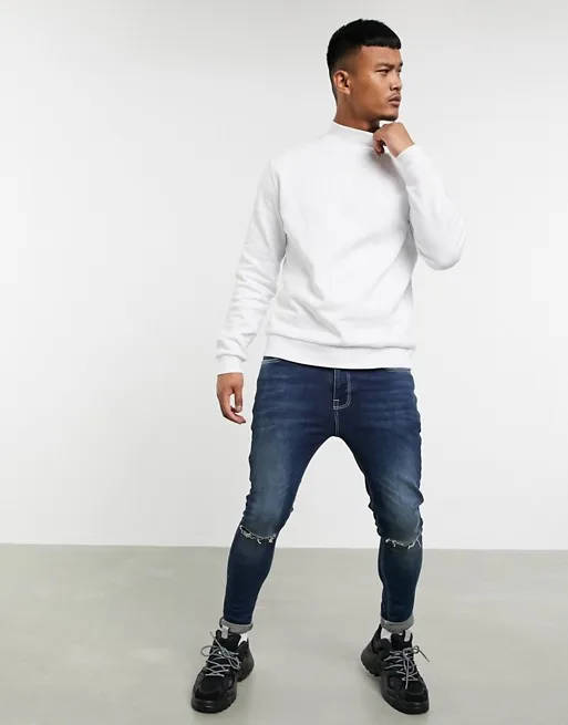 OEM Factory Custom Men High Quality Turtle Neck Plain Blank White Hoodies Sweatshirts