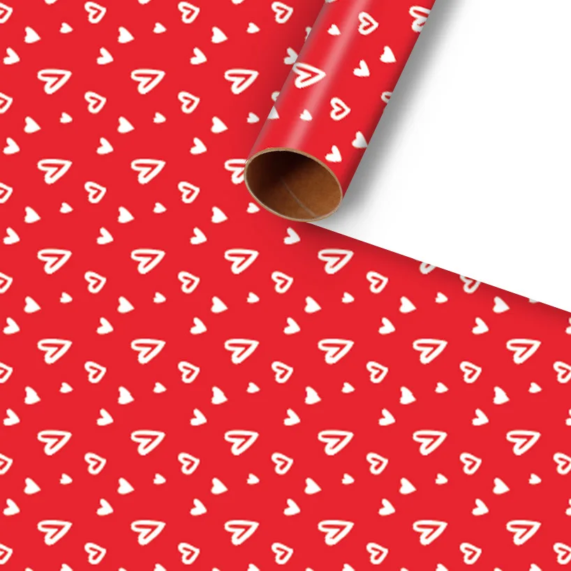 Manufacturer Wholesale Heart Pattern Red Valentine Wrapping Paper Roll Sheets For Wedding Birthday Party Gift Packaging
