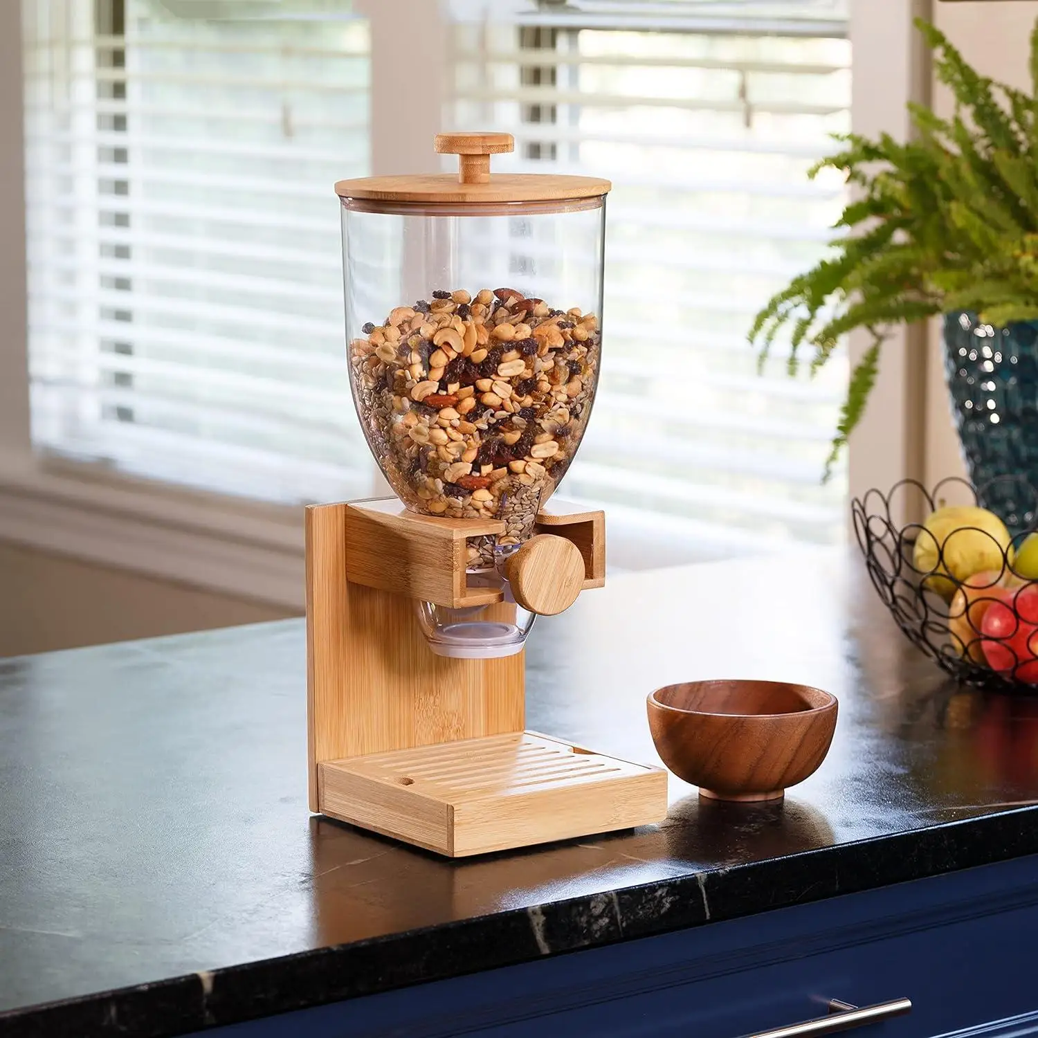 custom 7.5 liter cereal food container storage set countertop glass cereal dispenser bamboo with dispensers