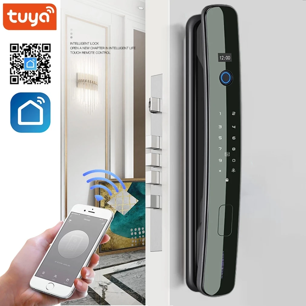 
Tuya Smart Lock Aluminium Alloy WiFi Wireless Fingerprint Password RFID Card Key App Unlock New Arrival 