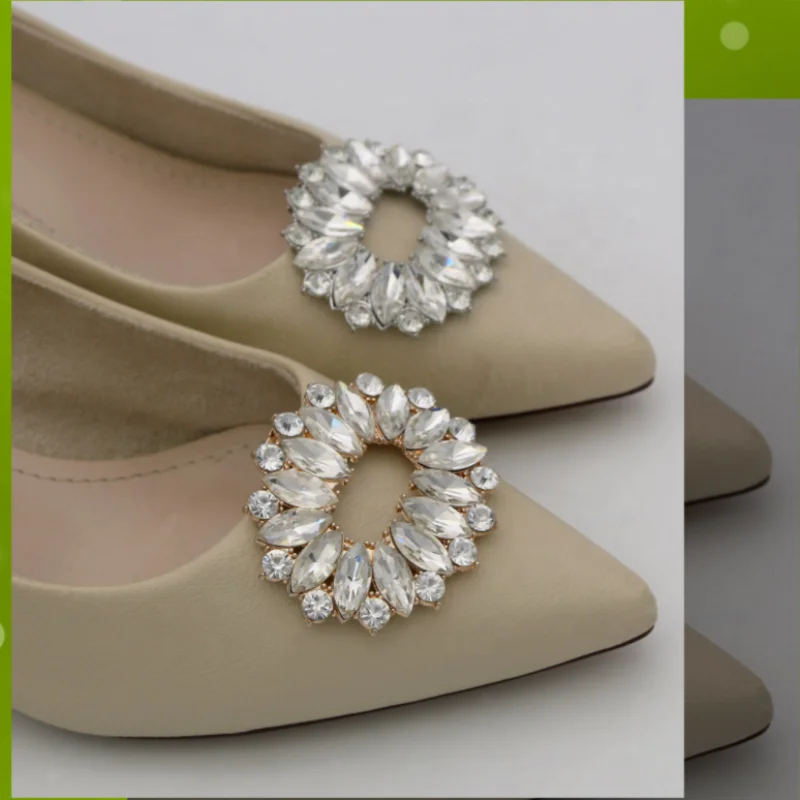 High Grade Alloy With Bling Crystal Glass And Diamond Oval Shoe Clips Trims