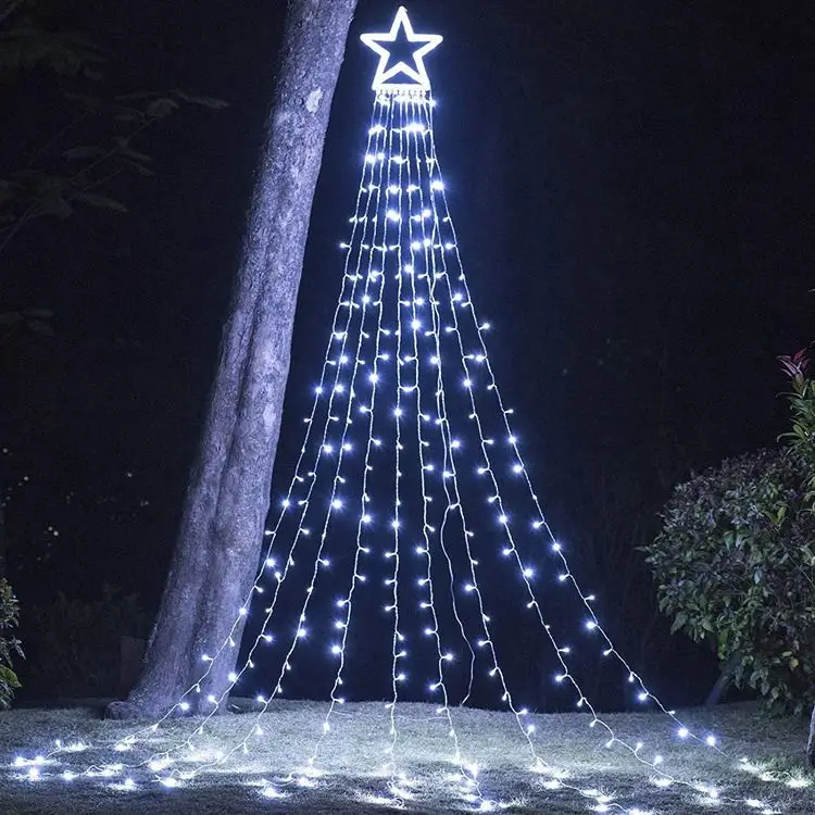 Newest 350led Christmas Tree Top Light Remote Plug Solar Christmas Tree LED Garden Path Light Multicolor Light up Christmas Tree