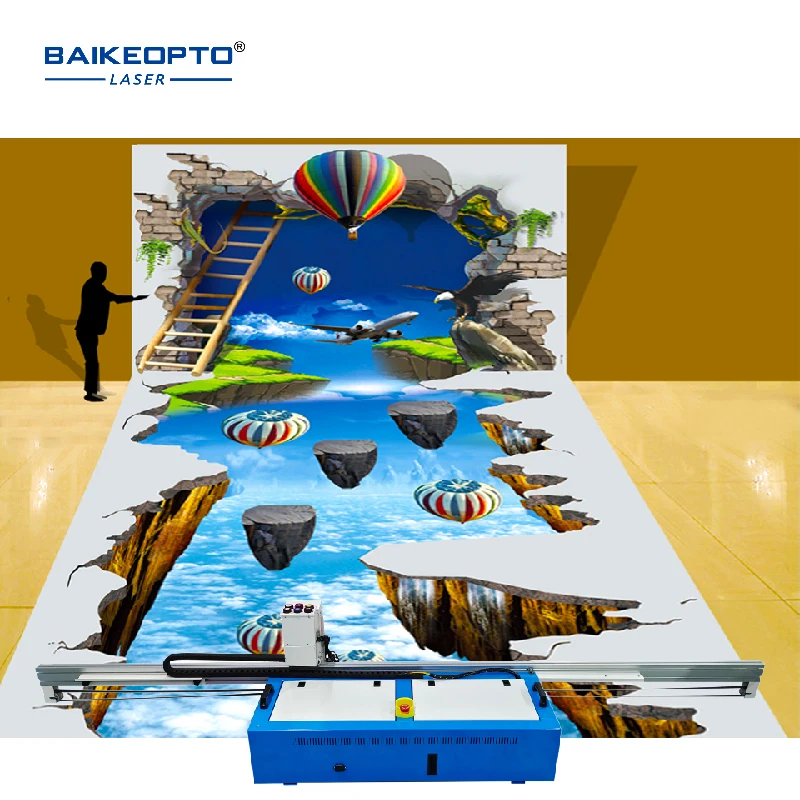 Automatic Wall Floor Printing Machine UV Inkjet 3D Art Printer Machine For Glass Stone Brick Surface