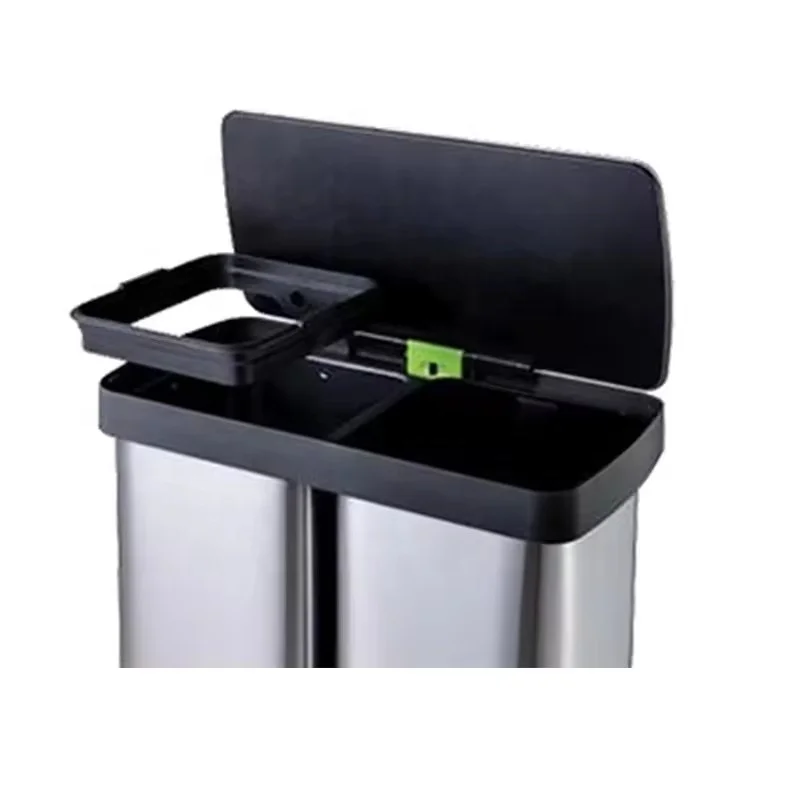 16 Gallon Stainless Steel Pedal Bin Foot Pedal Trash Bin Recycling Trash Can For Home