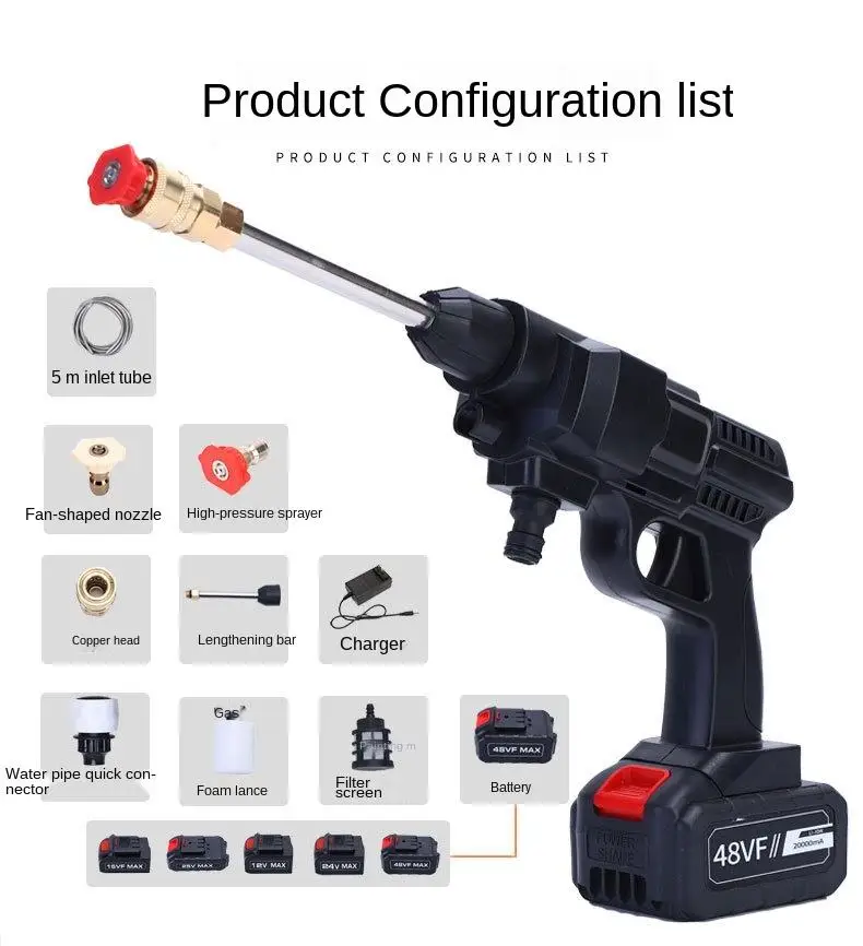 2023 New Portable Powerful High Pressure 24v Lithium Cordless Wireless Car Wash Water Jet Foam Gun Car Washer