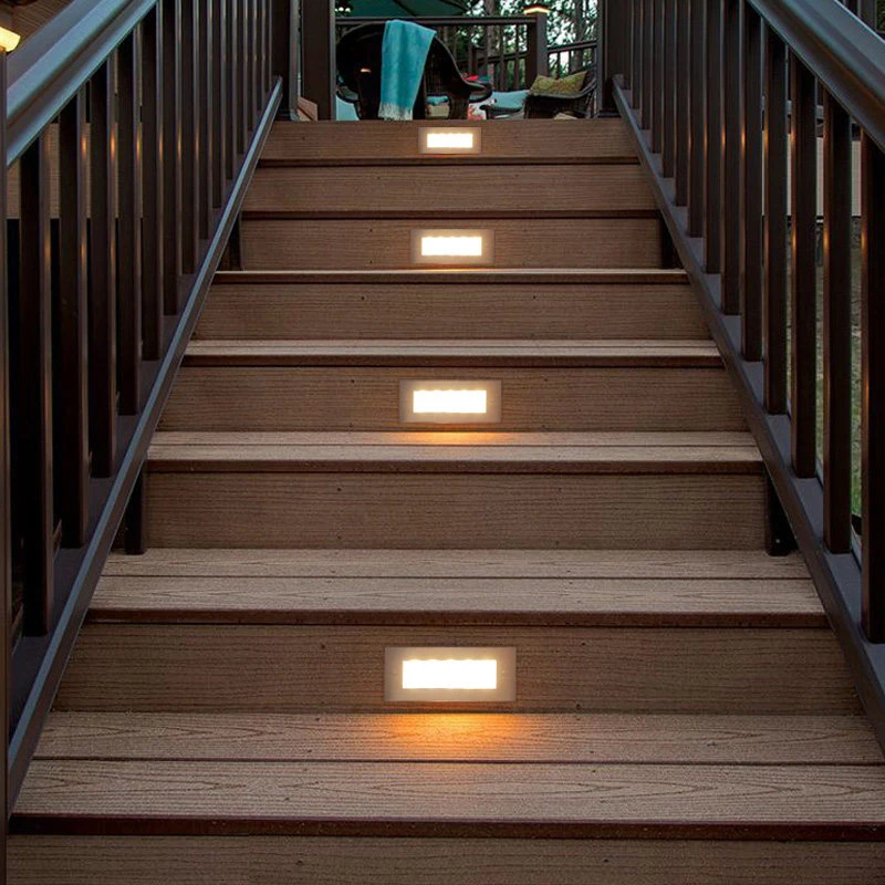 
3W Waterproof IP65 LED Step Light Aluminum Embedded Staircase Led Corner Light Indoor Outdoor Recessed Wall Stair Lamp Footlight 