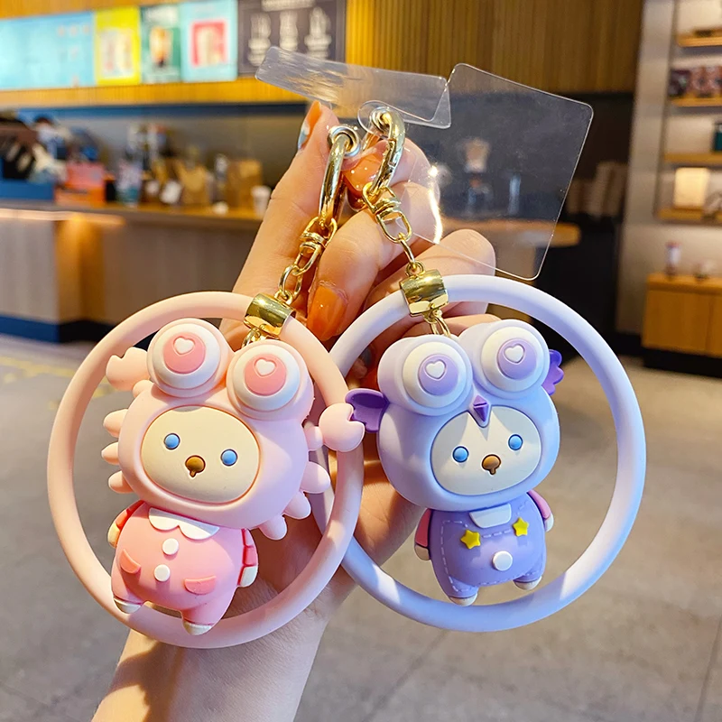 Baimao Wholesale new cartoon stress relief blink 2-in-1 keychain  mobile phone pendant cute crab doll keychain