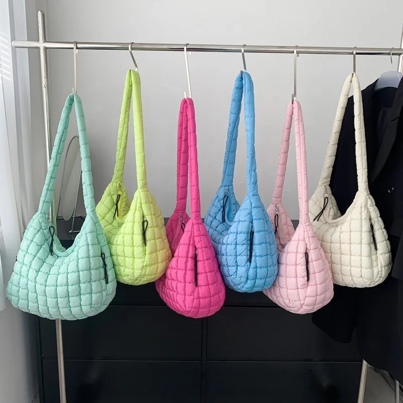 WB23 2024 Custom Lightweight Portable Shoulder Bags Nylon Padded Woven  Crossbody Women Down Purse Hobo Handbag Tote Bag