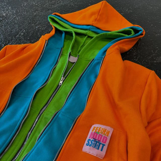 custom high quality streetwear heavyweight cotton plain blanks french terry cropped double layered triple zip hoodie men