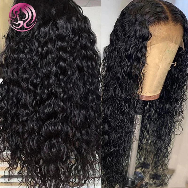AngelBella Best Lace Wig Vendors Frontal Wig Human Hair Water Wave 13x4 Transparent Lace Frontal Wigs For Black Women