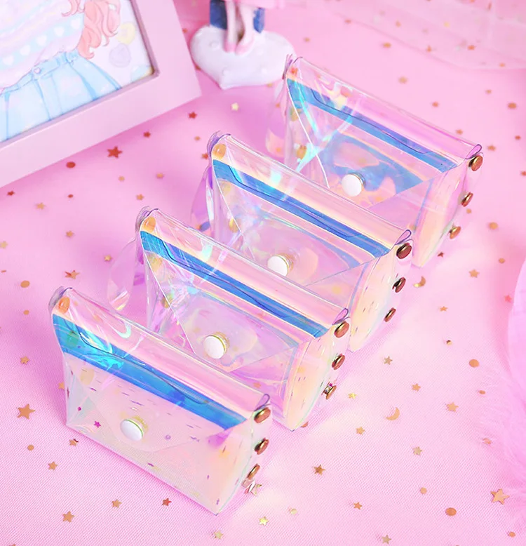 
Holographic mini plastic magic glitter eyelash packaging box Makeup cosmetic cute bags coin bag lady bag 