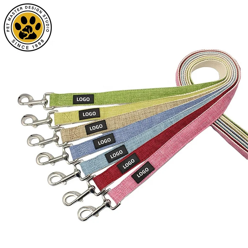 SinSky Plain Color Eco-friendly Organic Hemp Pet Leash Dog Collar Set Lead With Matching and Harness