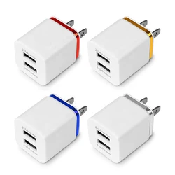 Dual Usb Ports Eu Us Wall Charger Block Charger 2.1a Power Adapter Plug For Iphone 7 8 X 11